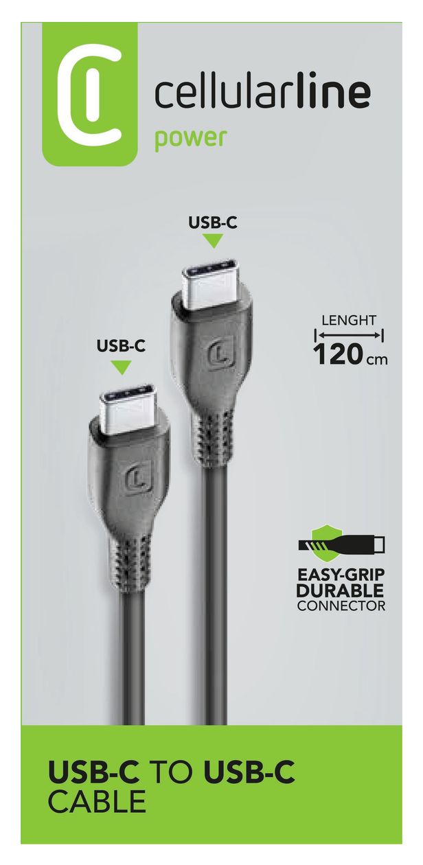 Power Cable USB C auf USB C Männlich bis 60 W 1,2 m  (Schwarz) 