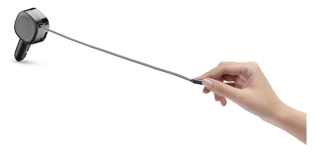 Retractable Car Charger 60W-Autoladegerät mit einziehbarem Kabel 