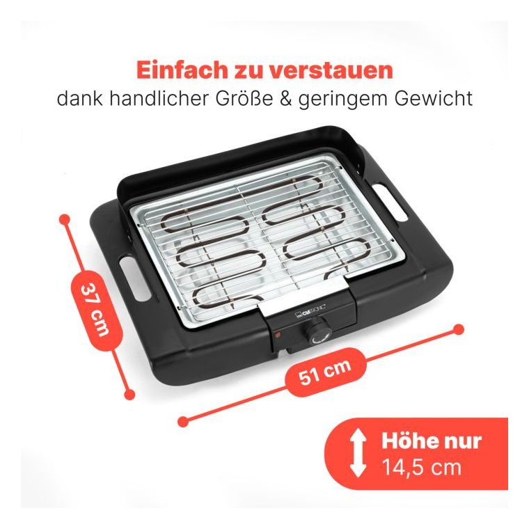 BQ3841 Tischgrill 2000 W mit 360 x 250 mm Fläche  (Schwarz) 