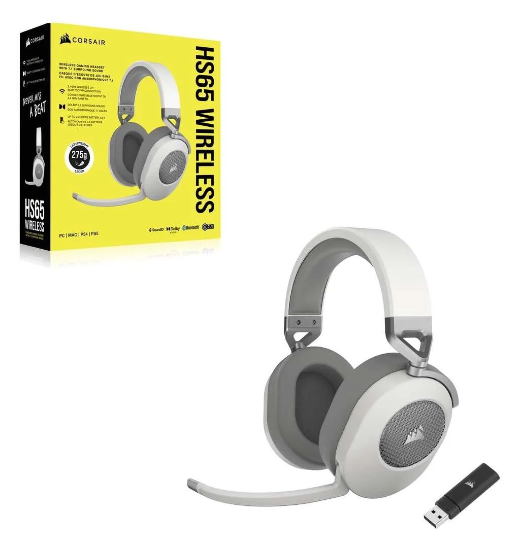 HS65 Wireless V2 Over Ear Bluetooth Kopfhörer kabellos 24 h Laufzeit  (Weiß) 