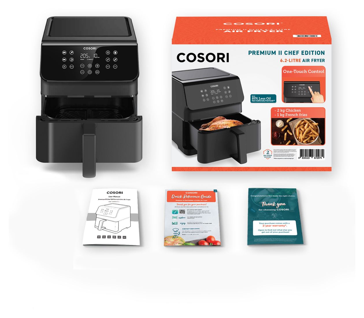 Premium II Chef Edition Heißluftfritteuse 6,2 l 1700 W  (Schwarz) 