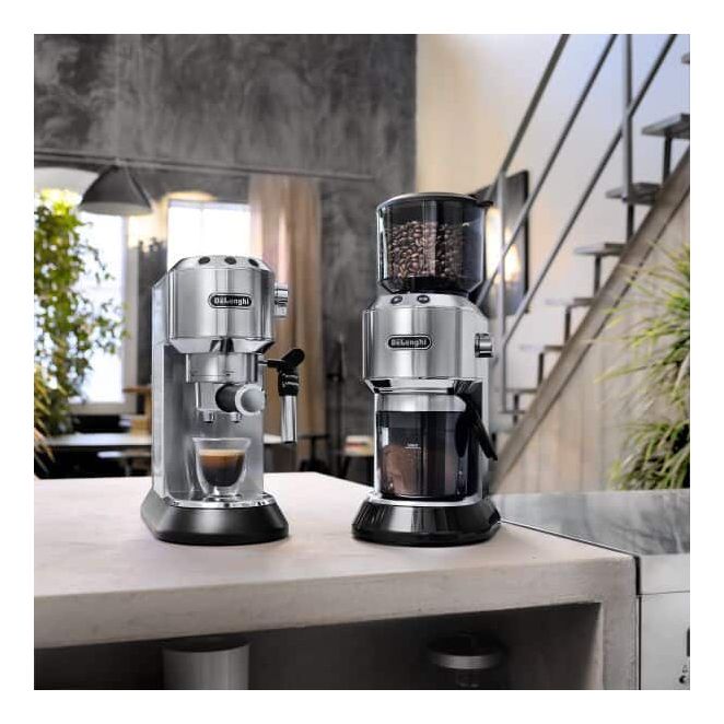 Dedica Style Barista Bundle EC685.M & KG521.M Siebträger Siebträger Siebträger Kaffeemaschine 15 bar 1300 W  (Schwarz, Silber) 