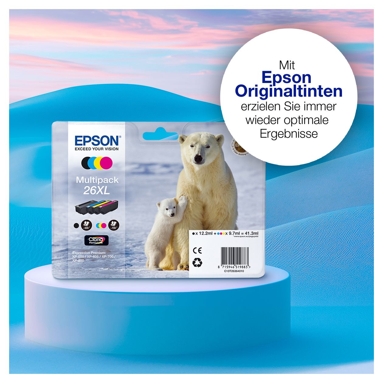 26 C13T26164010 originale Druckerpatronen Schwarz, Cyan, Magenta, Gelb 6,2 ml 4,5 ml 