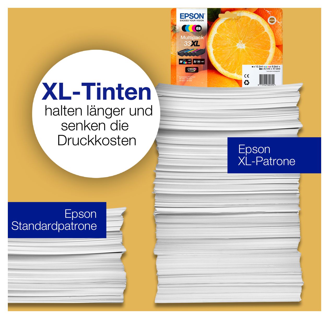33XL C13T33614012 originale Druckerpatronen Schwarz 8,1 ml 650 Seiten 