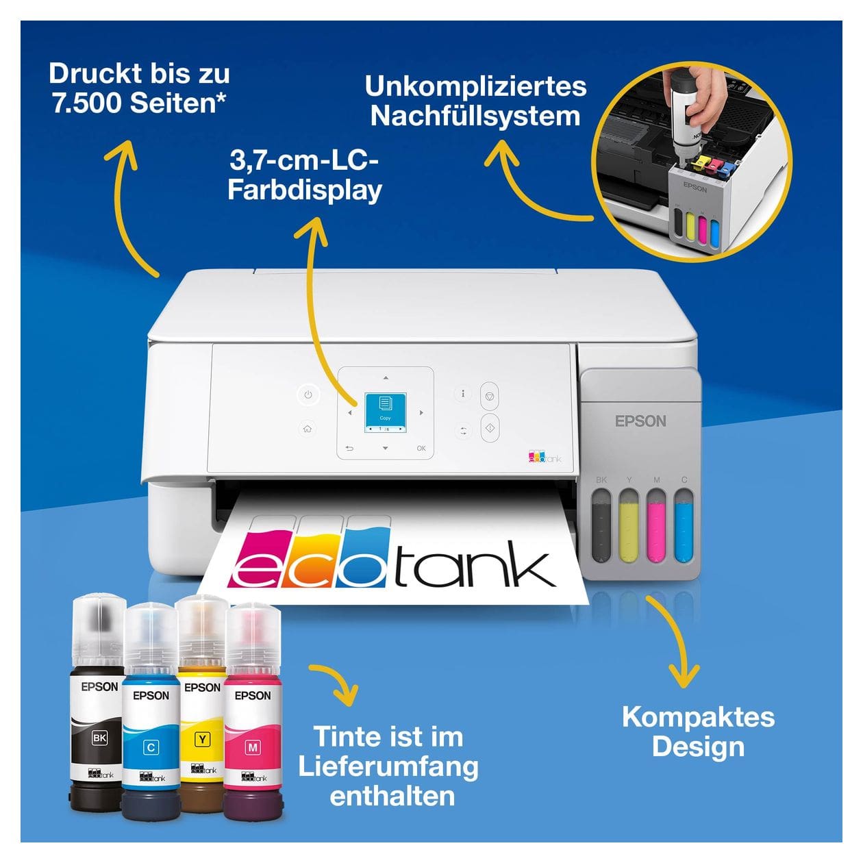 EcoTank ET-2926 All in One A4 Tintenstrahl Drucker 5760 x 1440 DPI 
