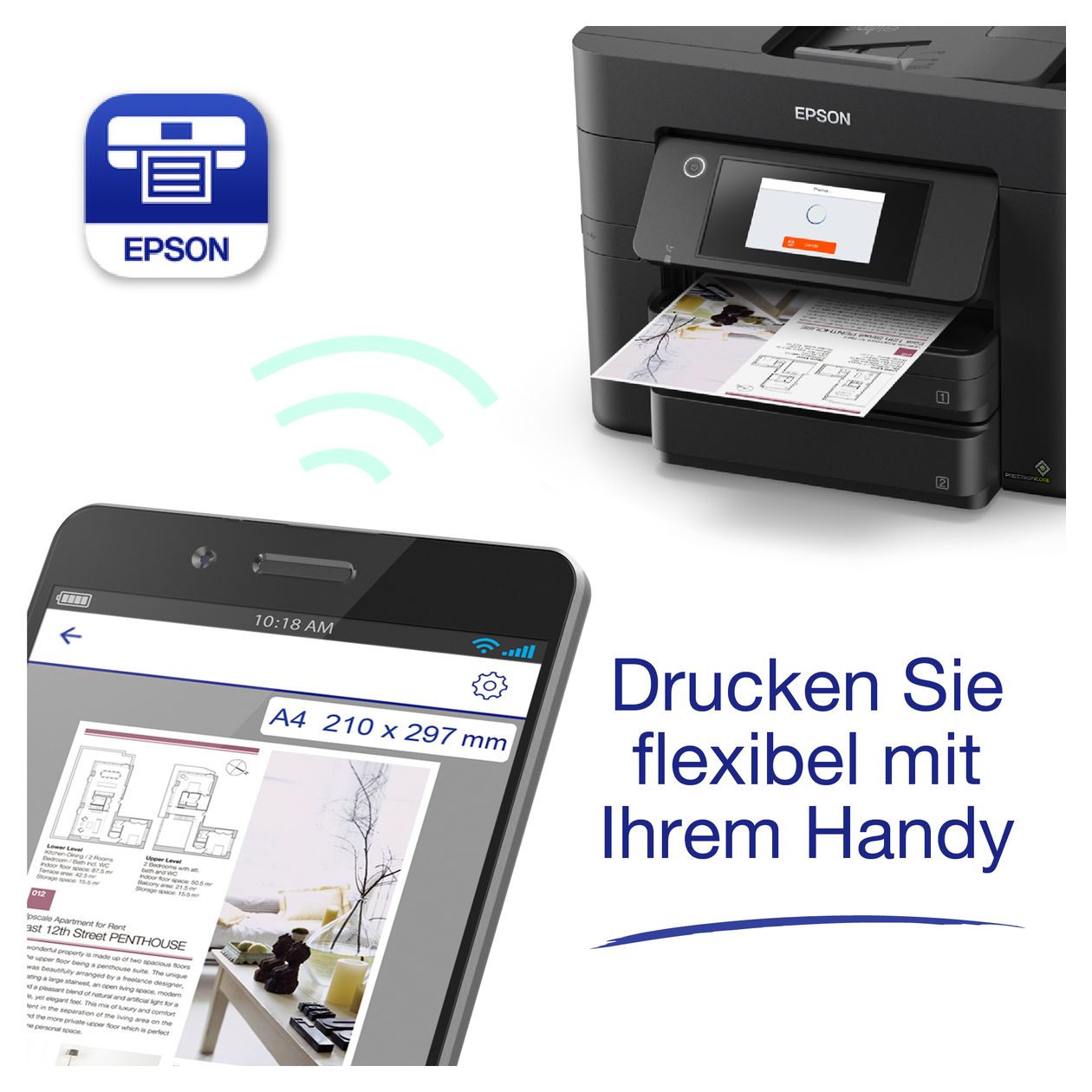 WorkForce Pro WF-4830DTWF All in One A4 Tintenstrahl Drucker 4800 x 2400 DPI 