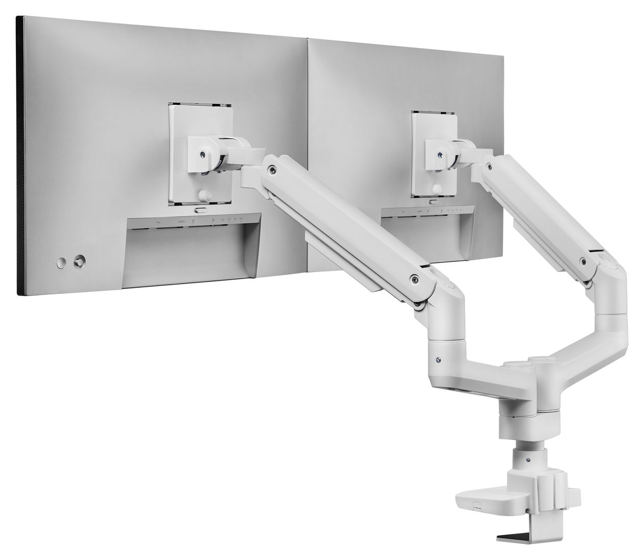 17"-35" Schwerlast-Doppelmonitor-Schreibtischhalterung, Weiß 