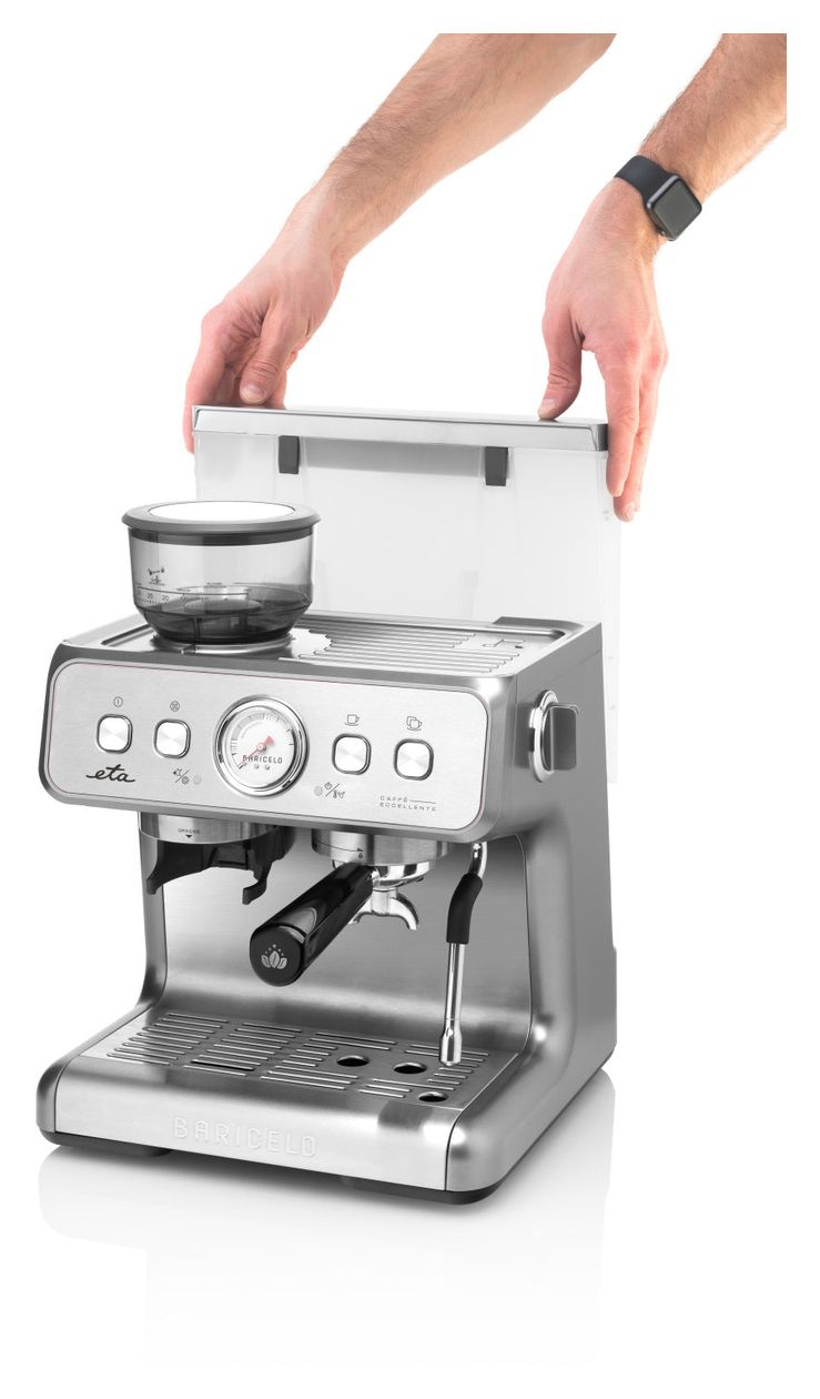 Baricelo Siebträger Kaffeemaschine 15 bar 1550 W  (Silber, Edelstahl) 