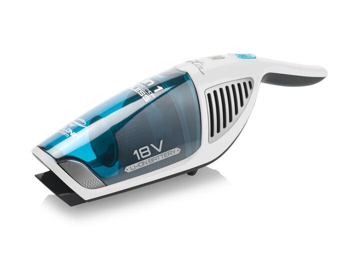 Moneto Aqua Plus Handstaubsauger Beutellos bis 50 min Laufzeit 18 V HEPA (Schwarz, Blau, Transparent, Weiß) 
