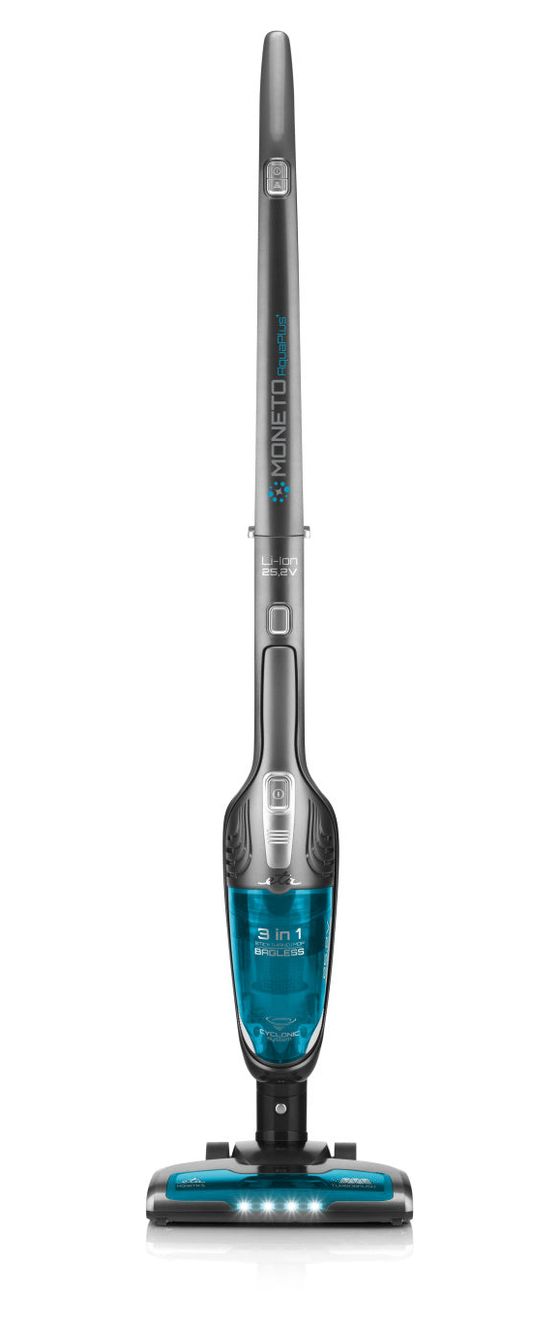 Moneto II Aqua Plus Handstaubsauger Beutellos bis 50 min Laufzeit 25,2 V HEPA  (Blau, Grau) 
