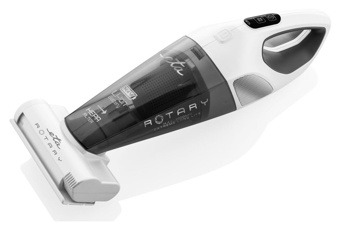 Rotary Handstaubsauger Beutellos bis 25 min Laufzeit 14,4 V HEPA  (Grau, Weiß) 