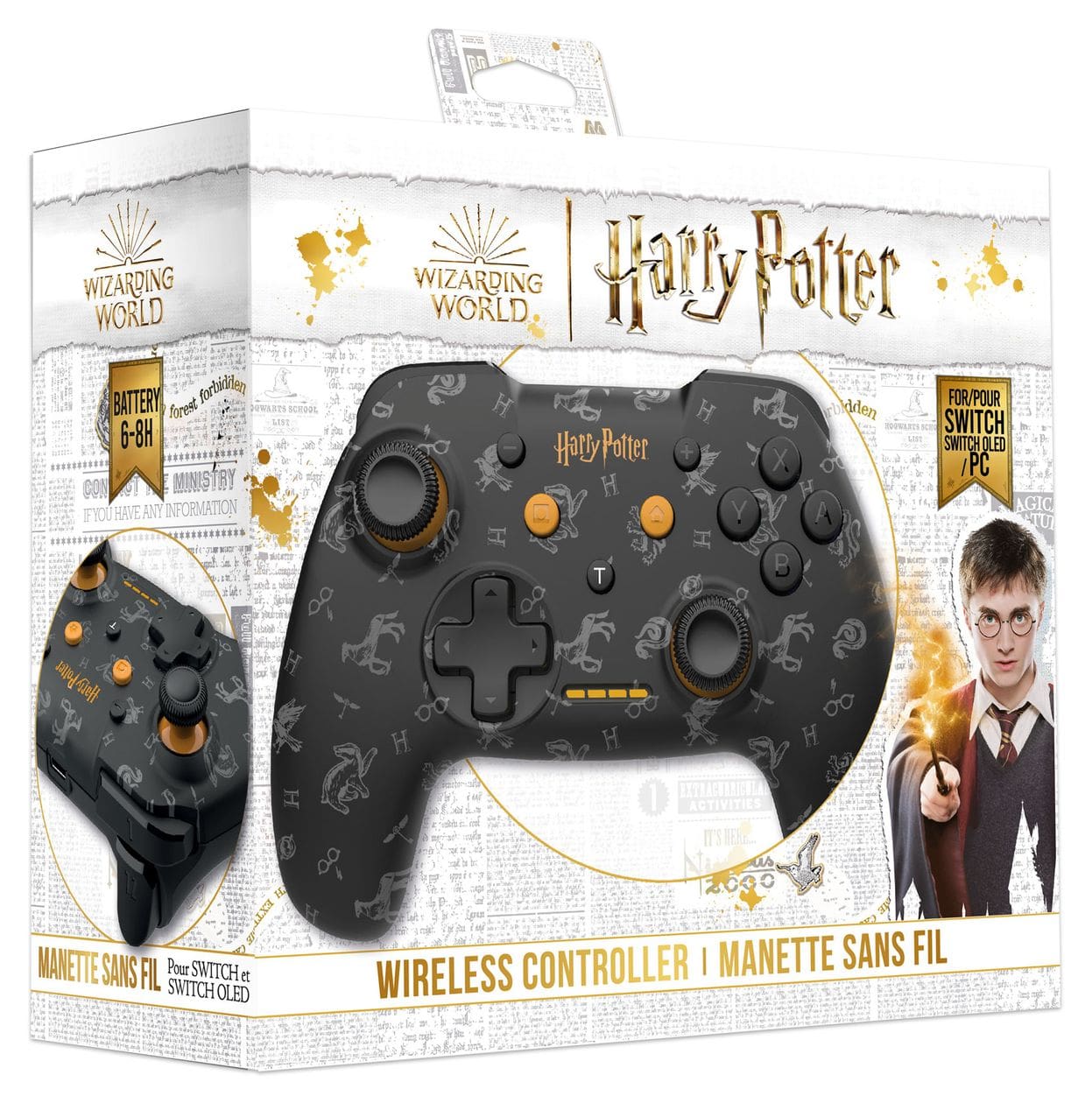 Wireless Controller Harry Potter Analog Gamepad für Nintendo Switch  (Schwarz, Grau, Gelb) 