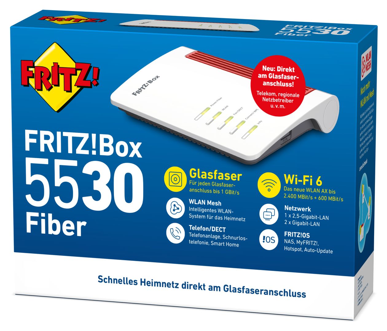 FRITZ!Box 5530 Fiber WiFi 6 Router Dual-Band (2,4 GHz/5 GHz) 