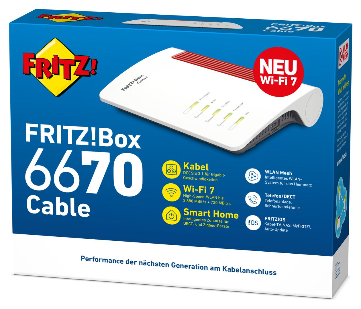 FRITZ!Box 6670 Cable WiFi 7 Router Dual-Band (2,4 GHz/5 GHz) 720 Mbit/s 