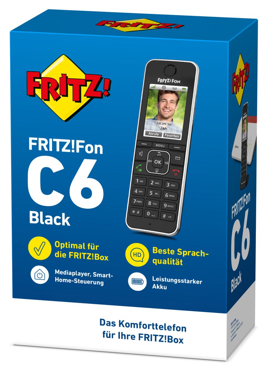 FRITZ!Fon C6 DECT-Telefon  (Schwarz) 