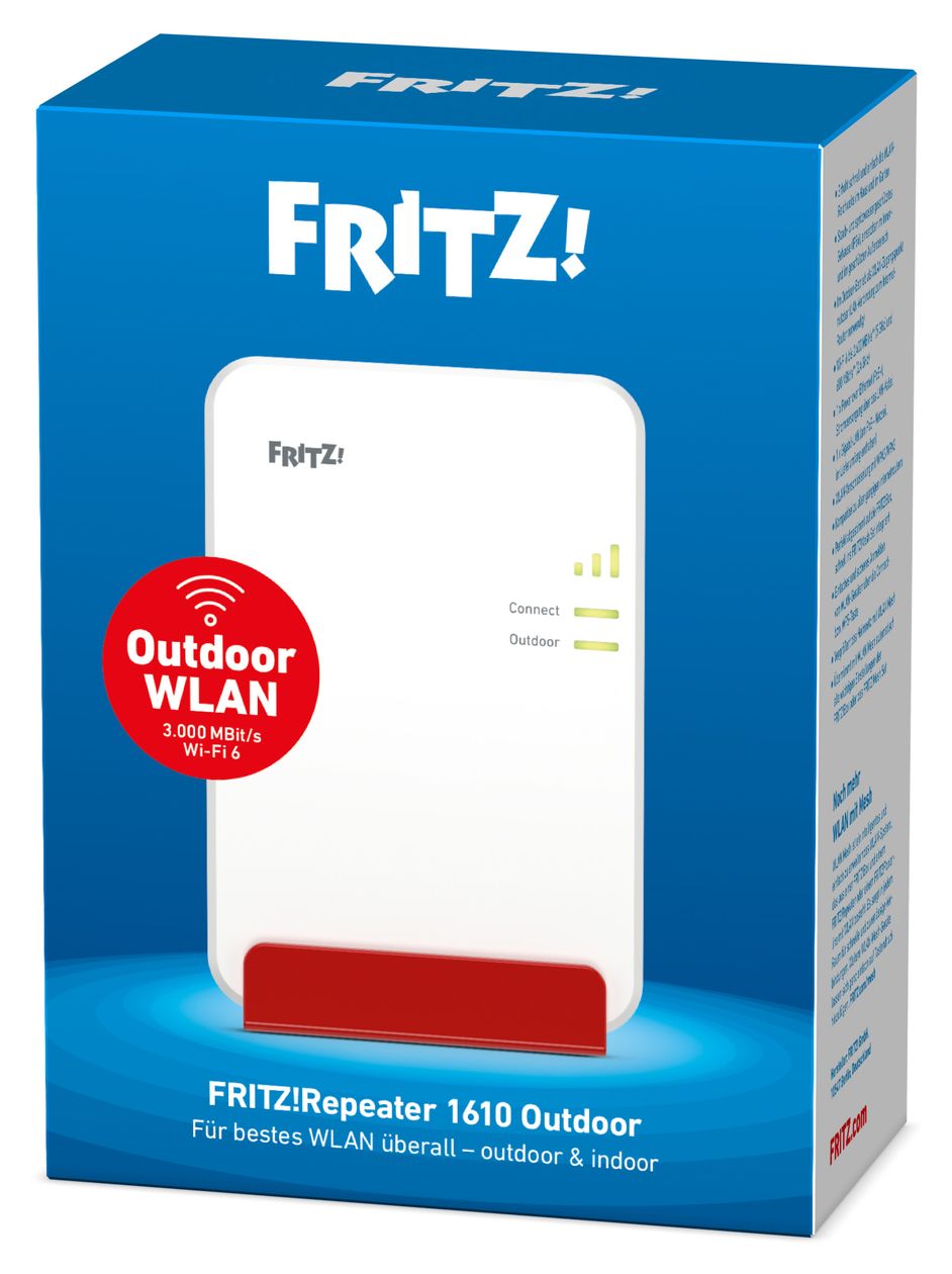 FRITZ!Repeater 1610 Outdoor WiFi 6 Dual-Band (2,4 GHz/5 GHz) 3000 Mbit/s 