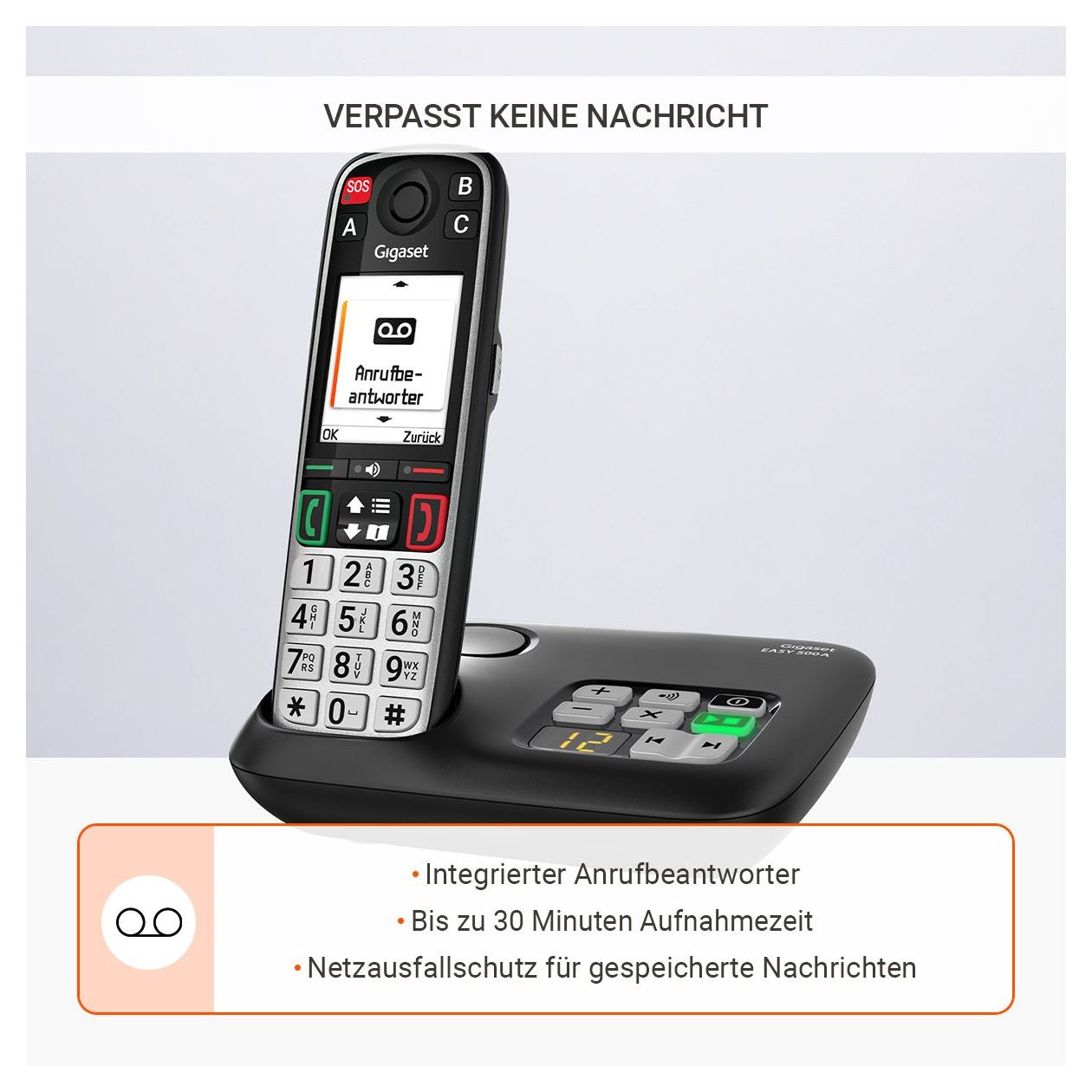Easy 500A Analoges/DECT-Telefon  (Schwarz, Silber) 