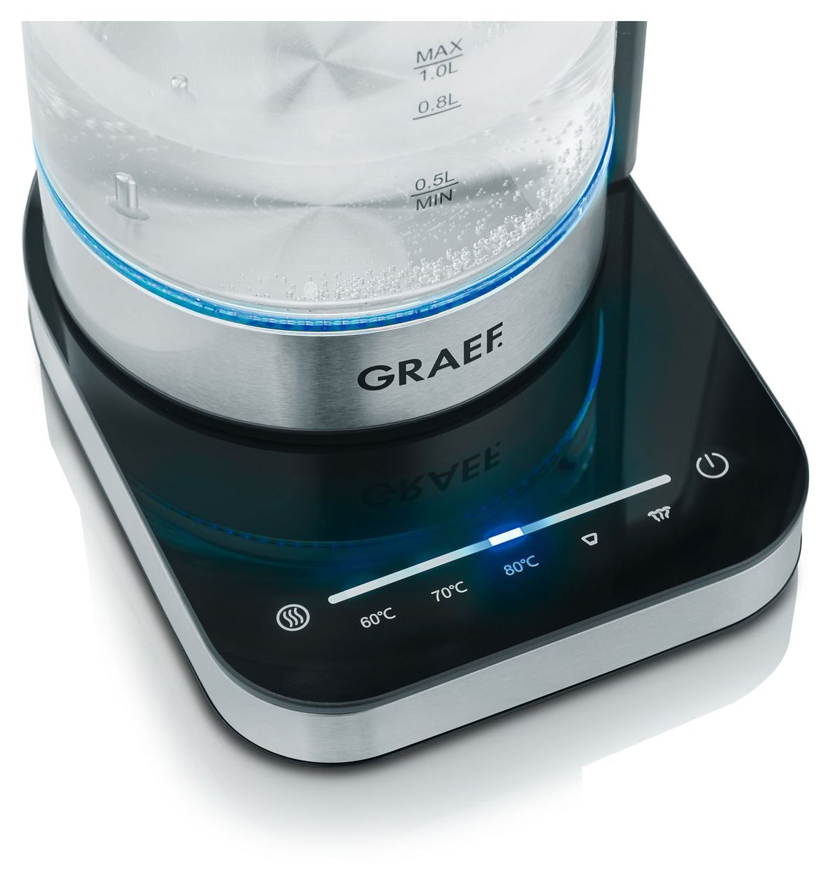 WK350 1,0 l Wasserkocher 2000 W (Schwarz, Edelstahl, Transparent) 