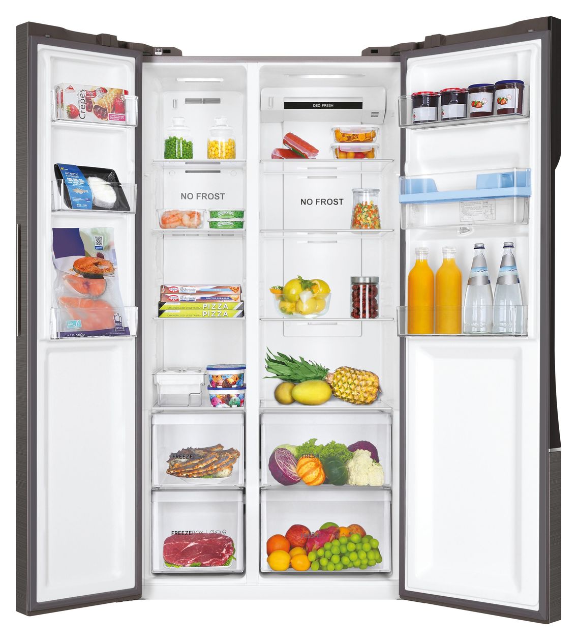 HSR3918EWPG Side-by-Side Kühl-/ Gefrierkombination 330 l / 191 l 317 kWh NoFrost 1775 mm x 908 mm  (Silber) 