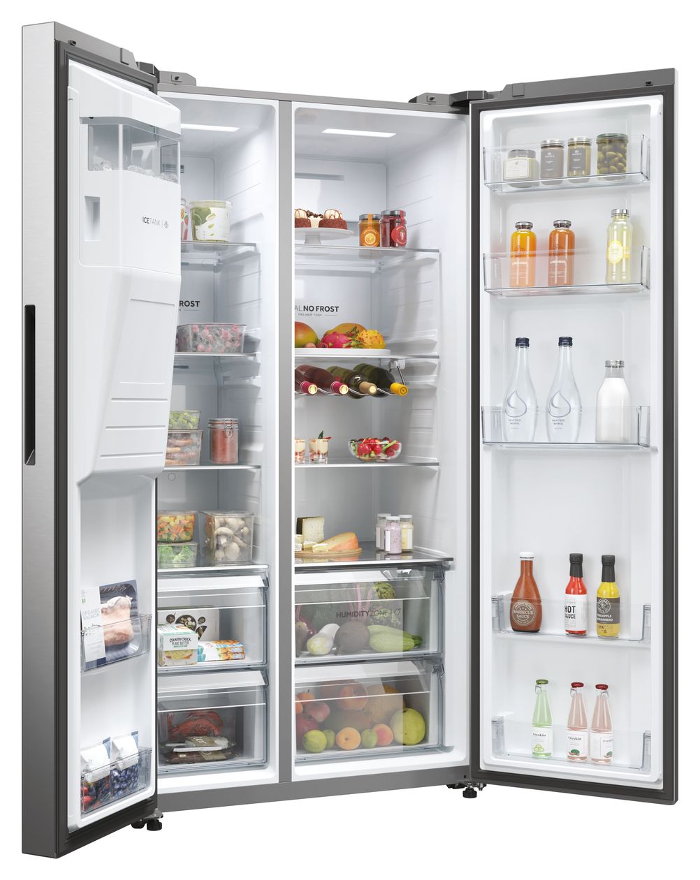 HSW59F18EIMM Side-by-Side Kühl-/ Gefrierkombination 391 l / 210 l 334 kWh NoFrost 1775 mm x 905 mm  (Platin, Edelstahl) 