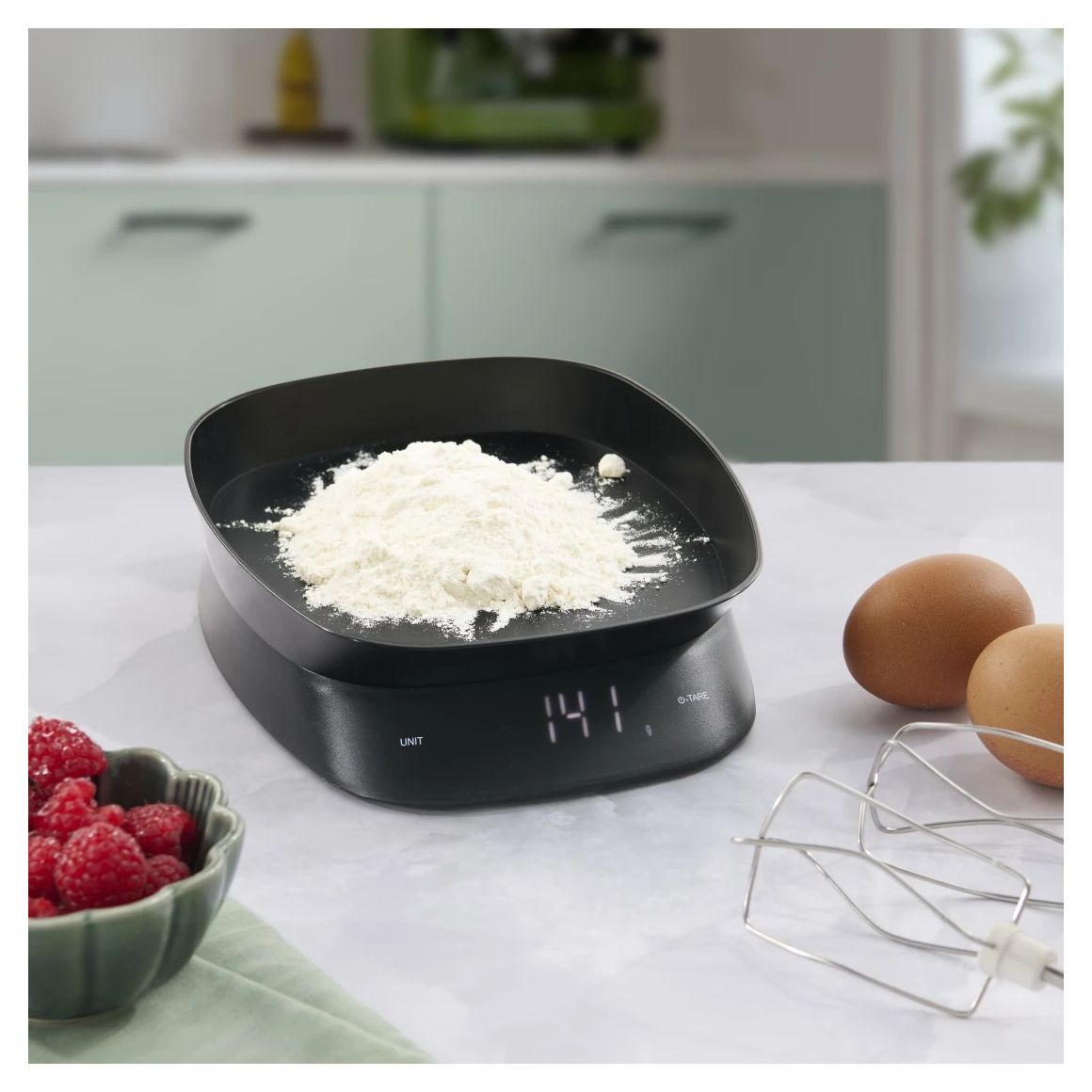 002914 Elektronische Küchenwaage bis 5 kg Genauigkeit 1 g  (Schwarz) 