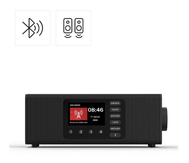 054298 DR2002BT Bluetooth DAB, DAB+, FM Radio Persönlich  (Schwarz) 