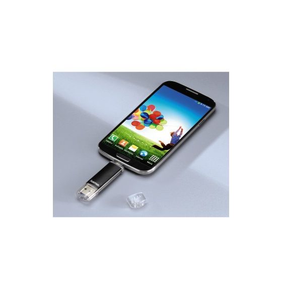 124000 Laeta Twin USB Type-A / Micro-USB Stick 64 GB  (Schwarz) 