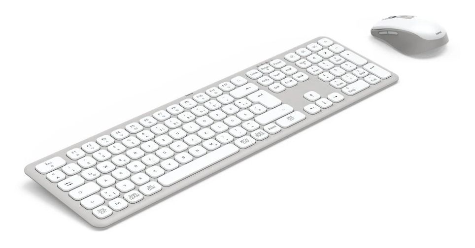 173066 WKM-550 Heimbüro Tastatur RF Wireless + Bluetooth 2.4 GHz  (Grau, Weiß) 