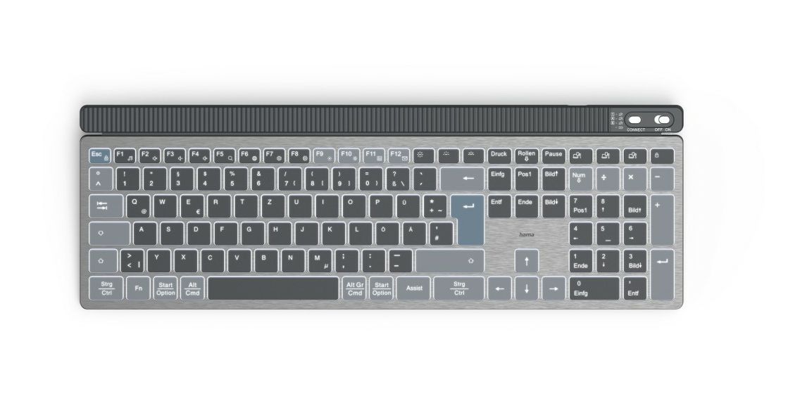 173068 WK-750 LED Heimbüro Tastatur Bluetooth 2.4 GHz (Anthrazit, Schwarz, Blau) 