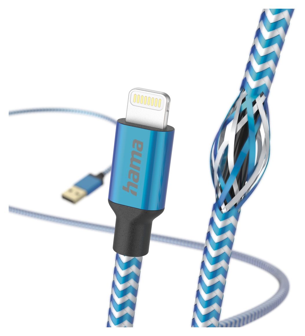 201553 Reflective Lightning auf USB A Männlich 1,5 m  (Blau) 