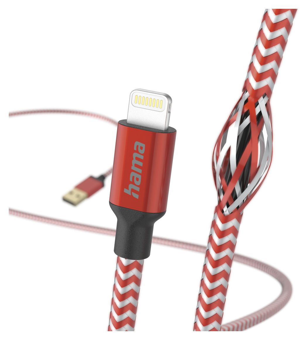 201554 Reflective Lightning auf USB A Männlich 1,5 m  (Rot) 