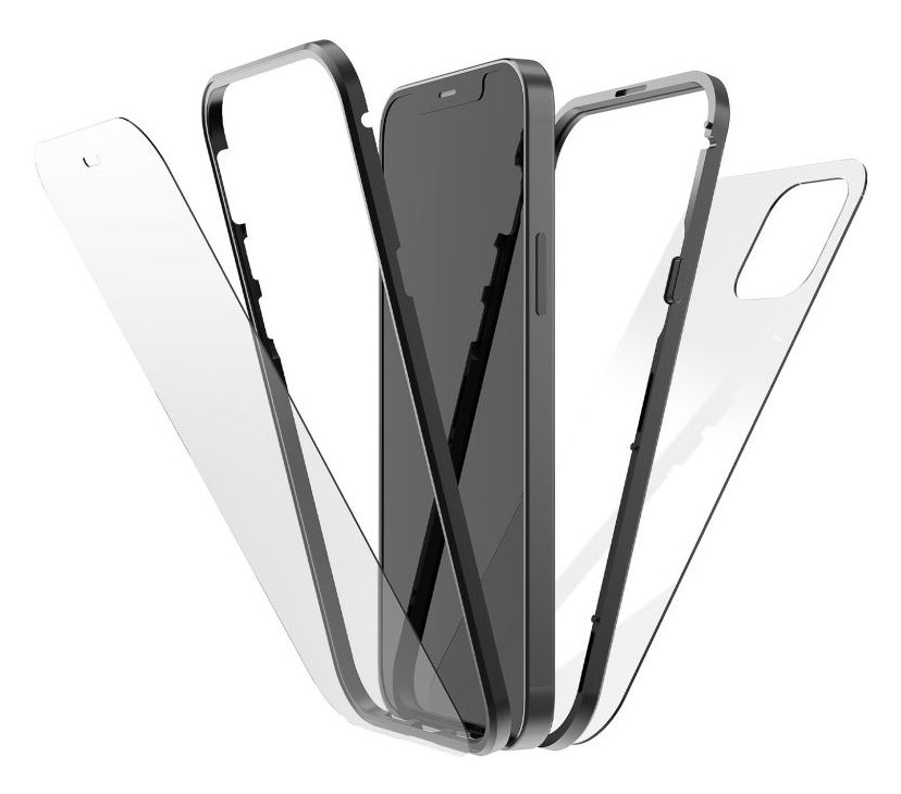 217008 360° Glass Cover für Apple iPhone 13 (Schwarz, Transparent) 