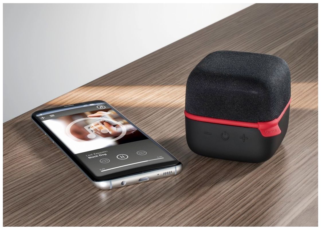 173156 Cube Bluetooth Lautsprecher (Schwarz, Rot) 
