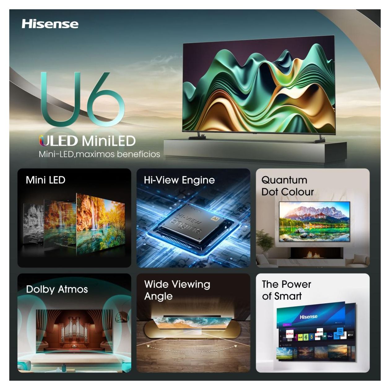 55U6NQ LED 139,7 cm (55 Zoll) Fernseher 4K Ultra HD VESA 400 x 200 mm  (Grau) 