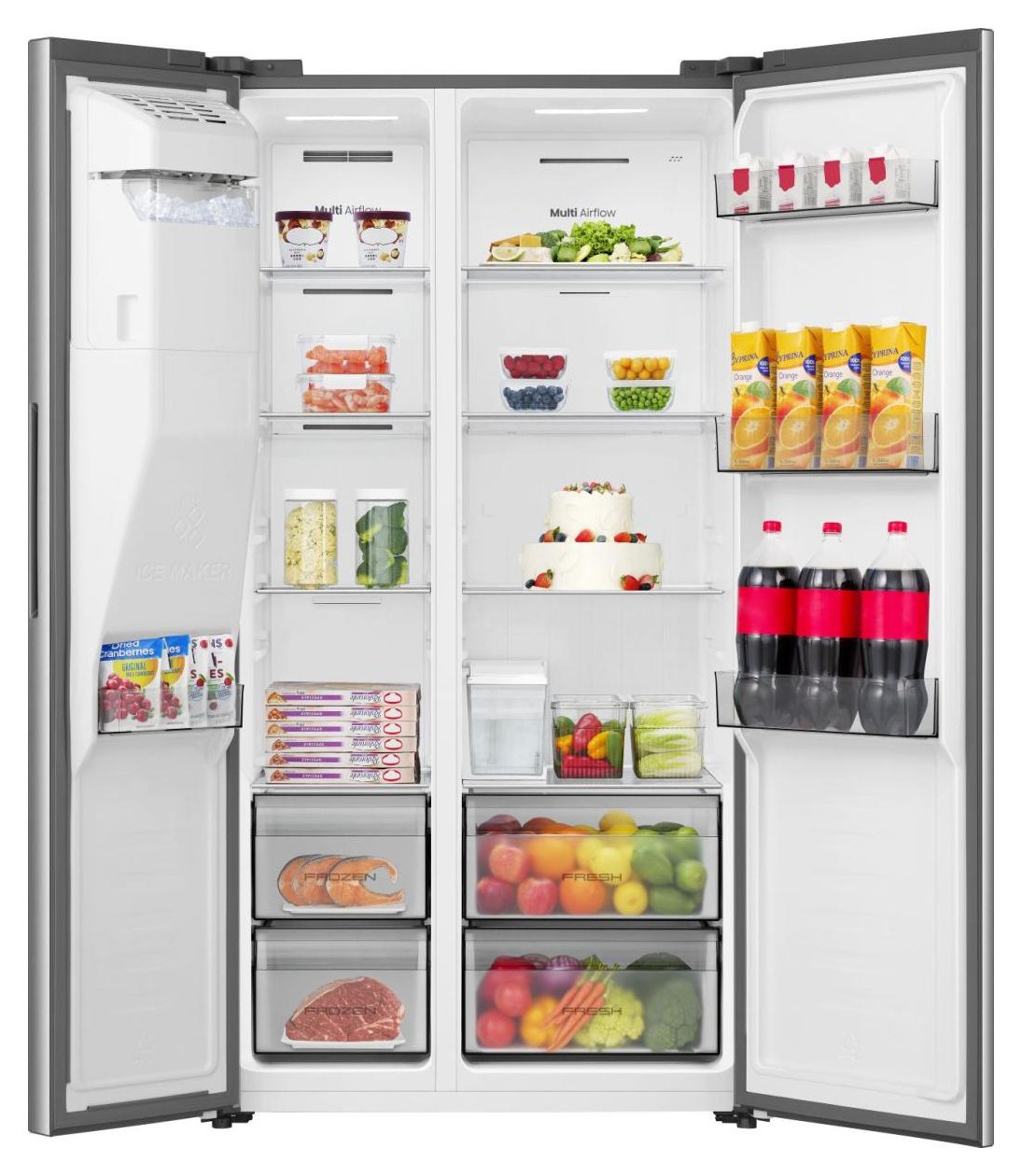 RS5P528STIE Side-by-Side Kühl-/ Gefrierkombination 347 l / 181 l 312 kWh NoFrost 1786 mm x 911 mm  (Grau, Edelstahl) 