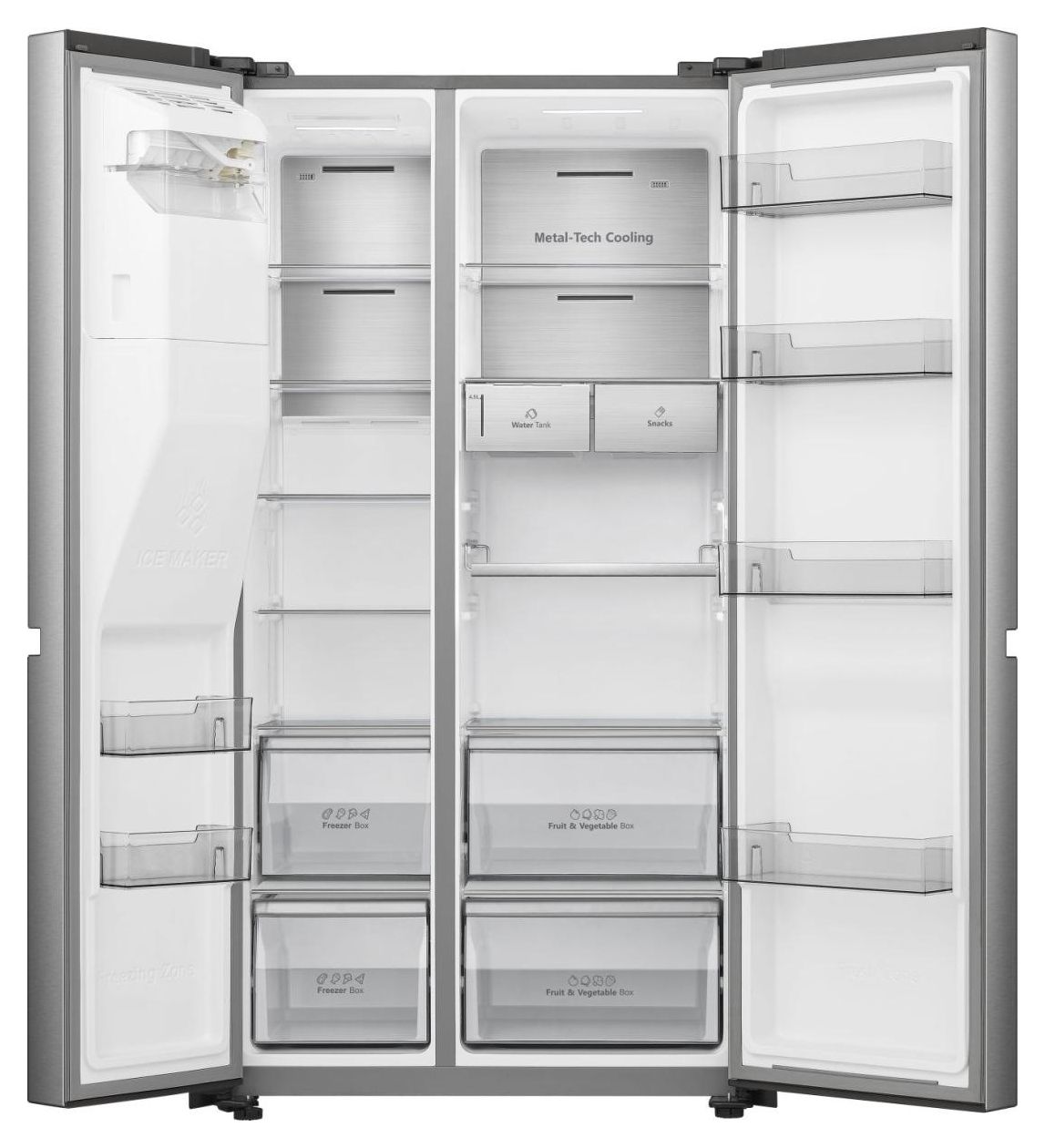 RS818N4TIC Side-by-Side Kühl-/ Gefrierkombination 417 l / 200 l 221 kWh NoFrost 1795 mm x 910 mm  (Grau, Edelstahl) 