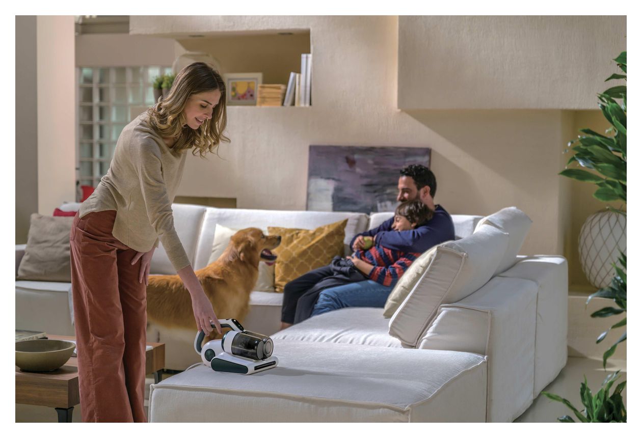 HMC510UV Milbensauger Handstaubsauger Beutellos Schaum  (Salbei, Weiß) 