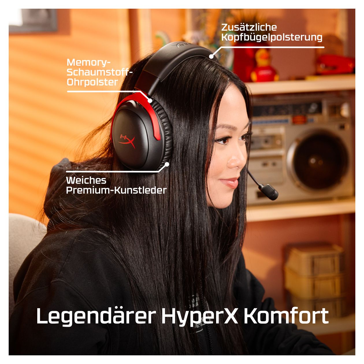 Cloud III Over Ear Bluetooth Kopfhörer kabellos 120 h Laufzeit  (Schwarz) 