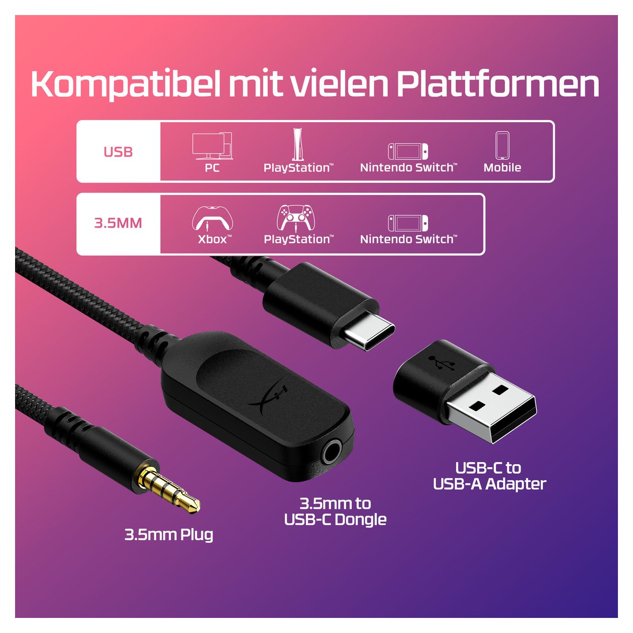Cloud III Gaming Over-Ear Gaming Kopfhörer kabelgebunden USB Typ-C  (Schwarz/Rot) 