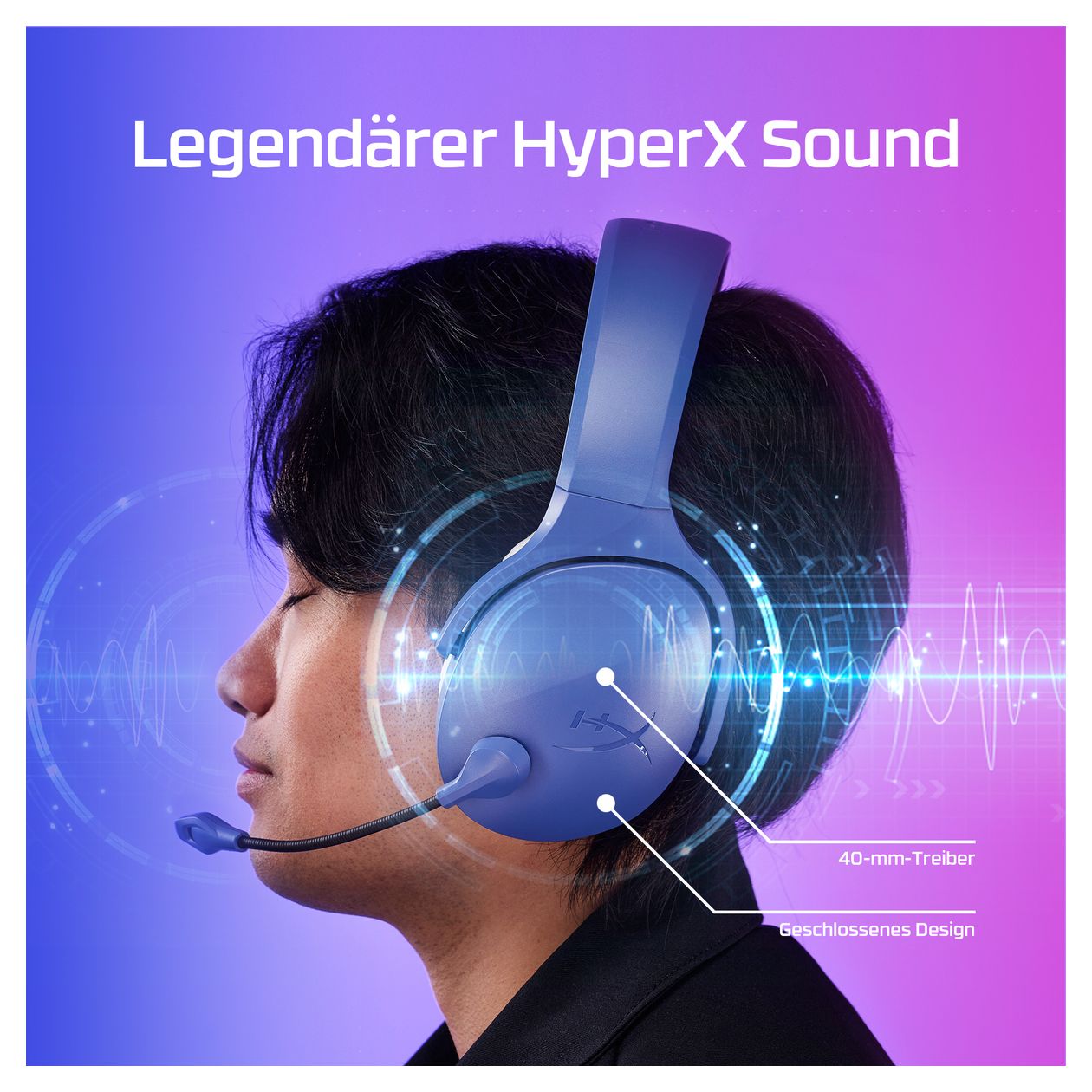 Cloud Jet Wireless Gaming-Headset Over Ear Bluetooth Kopfhörer kabellos USB Typ-A  (Schwarz) 