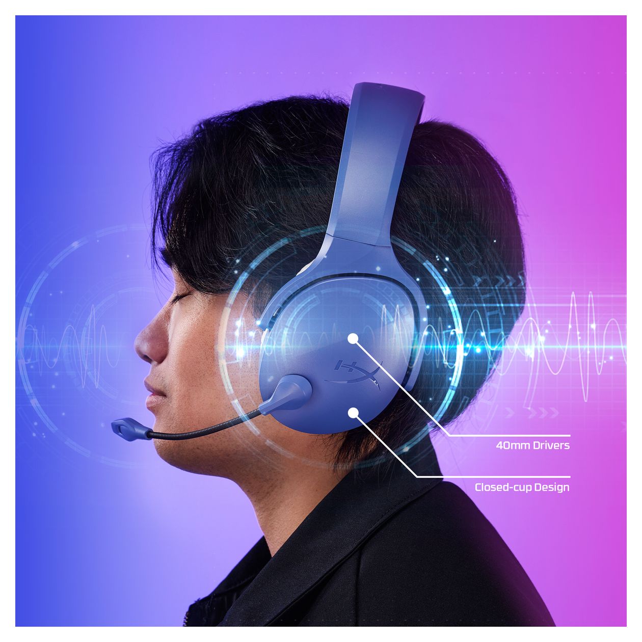 Cloud Jet Wireless Gaming-Headset Over Ear Bluetooth Kopfhörer kabellos USB Typ-A  (Blau) 