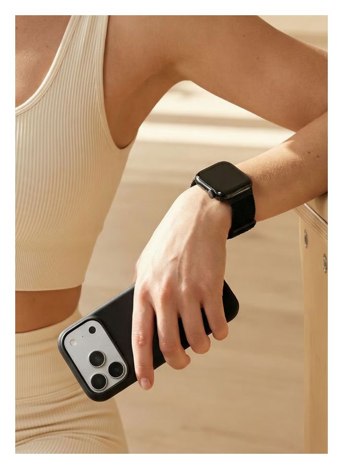 Iconic Black Watch Band Armband 42 mm Apple Watch Series 1–3 44 mm Apple Watch Series 4–6 44 mm Apple Watch SE (1. – 3. Generation) 45 mm Apple Watch Series 7–9 46 mm Apple Watch Series 10–11 49 mm Apple Watch Ultra/Ultra 2–3 