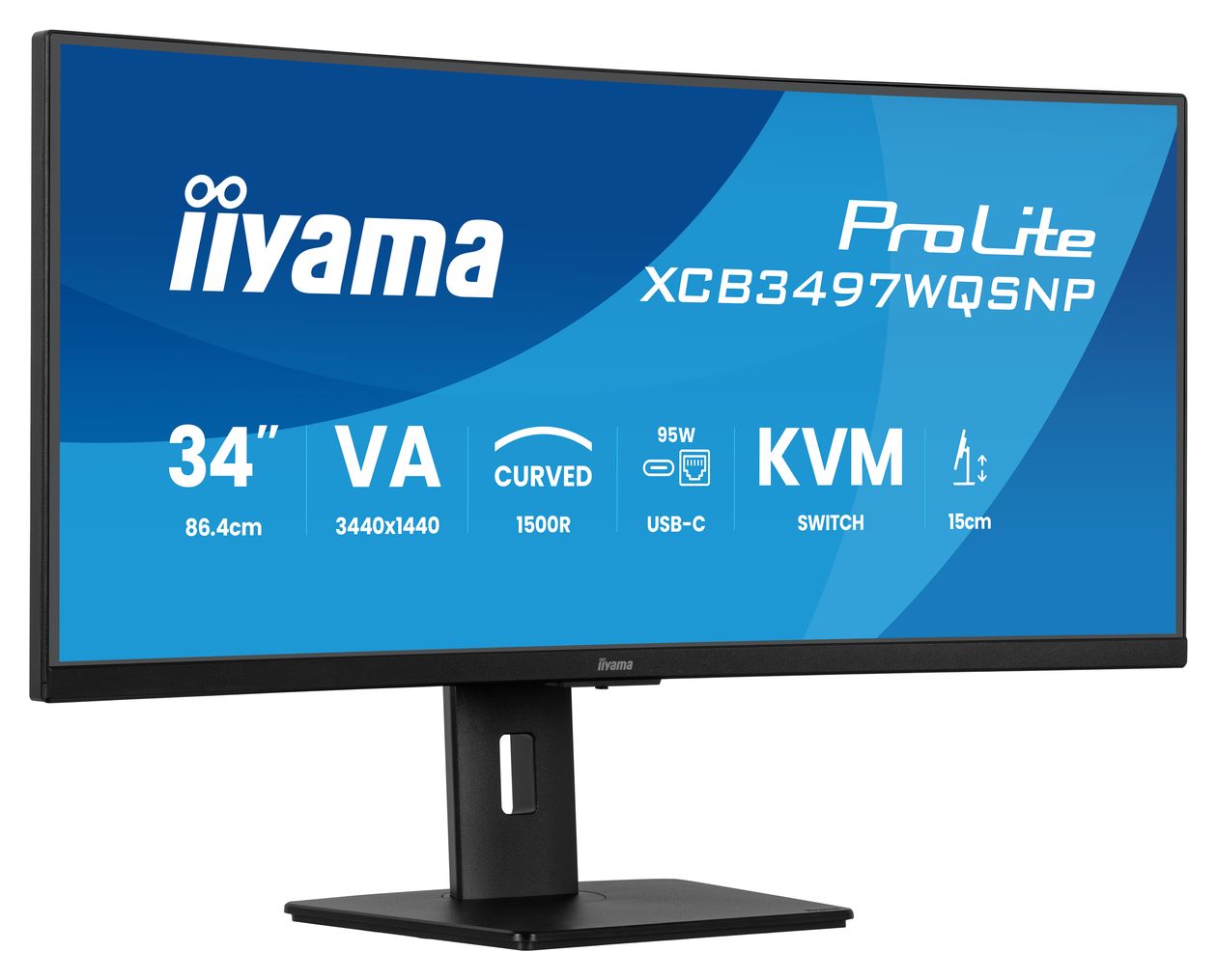 ProLite XCB3497WQSNP-B1 Quad HD Monitor 86,4 cm (34 Zoll) 21:9 350 cd/m²  (Schwarz) 