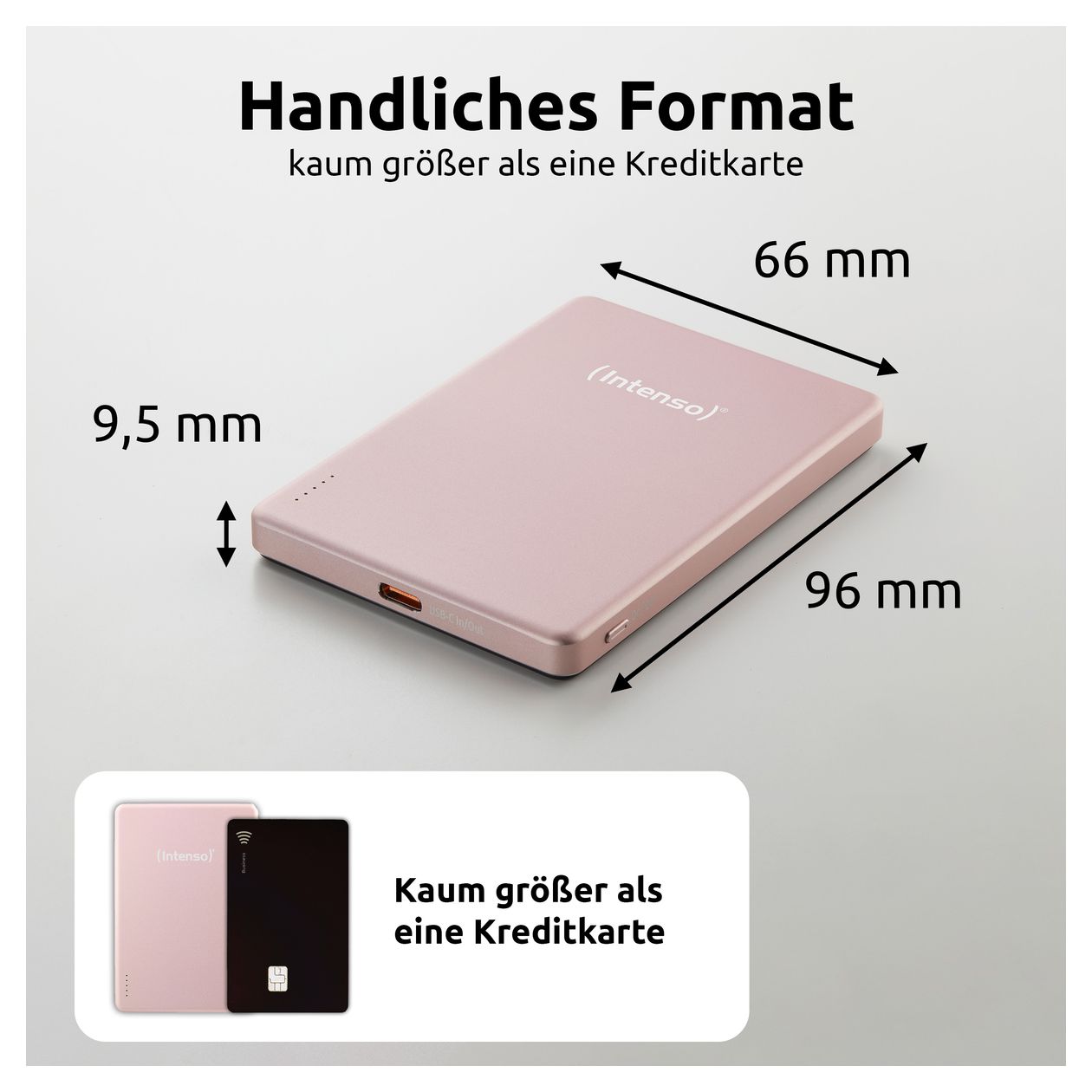 MW 5000 mAh Powerbank USB Typ-C Kabelloses Laden  (Rose) 