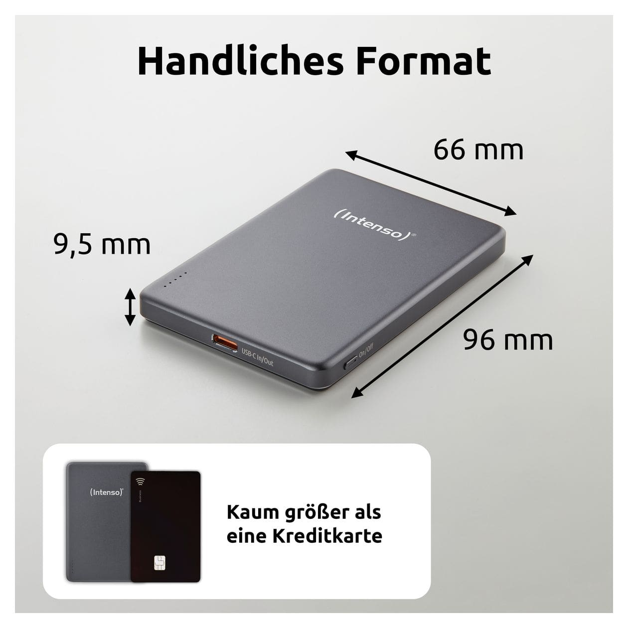 MW 5000 mAh Powerbank USB Typ-C Kabelloses Laden  (Grau) 