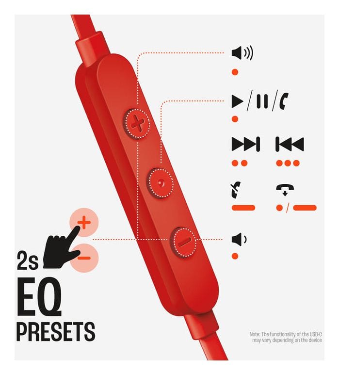 Tune 310C In-Ear Kopfhörer Kabelgebunden USB Typ-C  (Rot) 