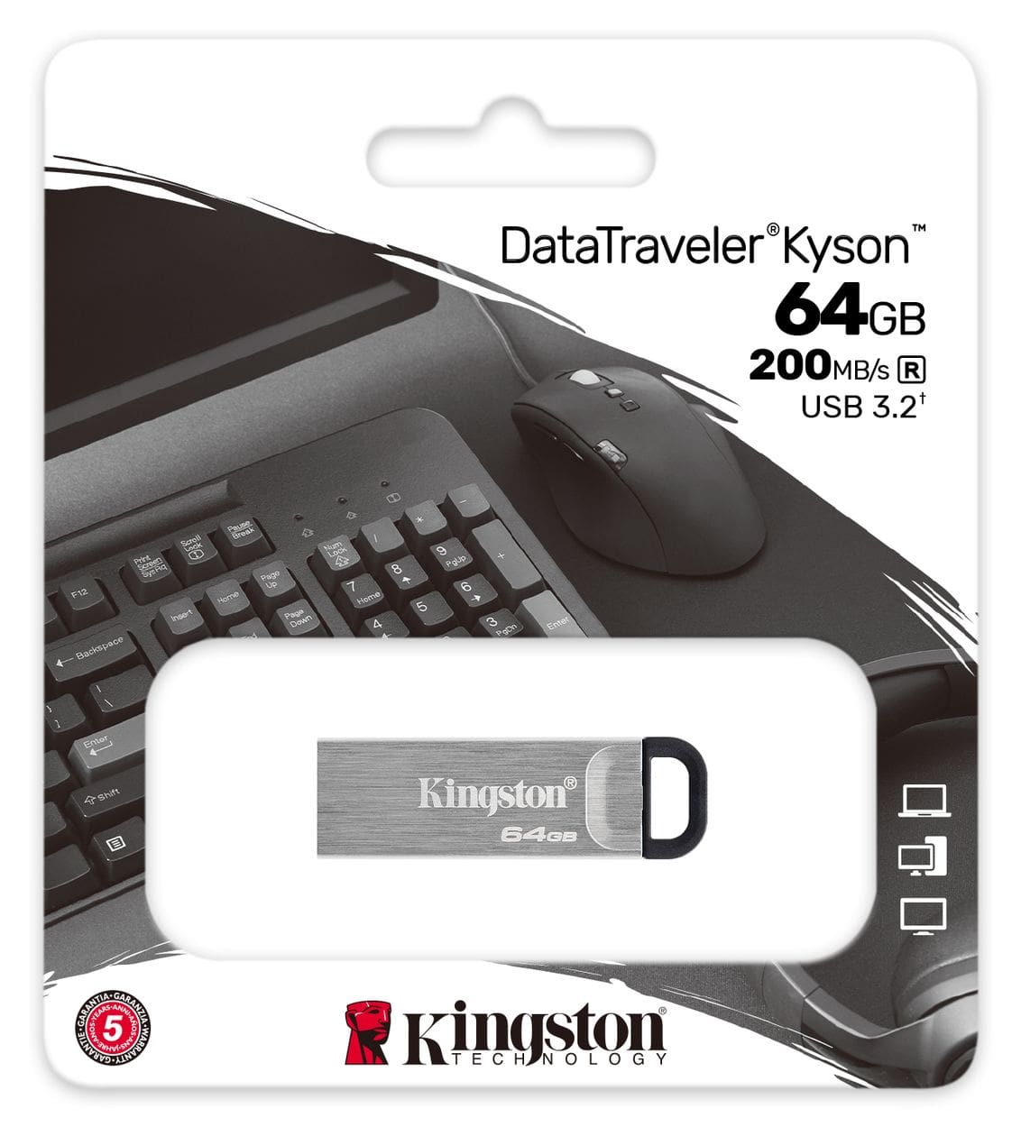 DataTraveler Kyson USB Typ-A Stick 64 GB  (Silber) 