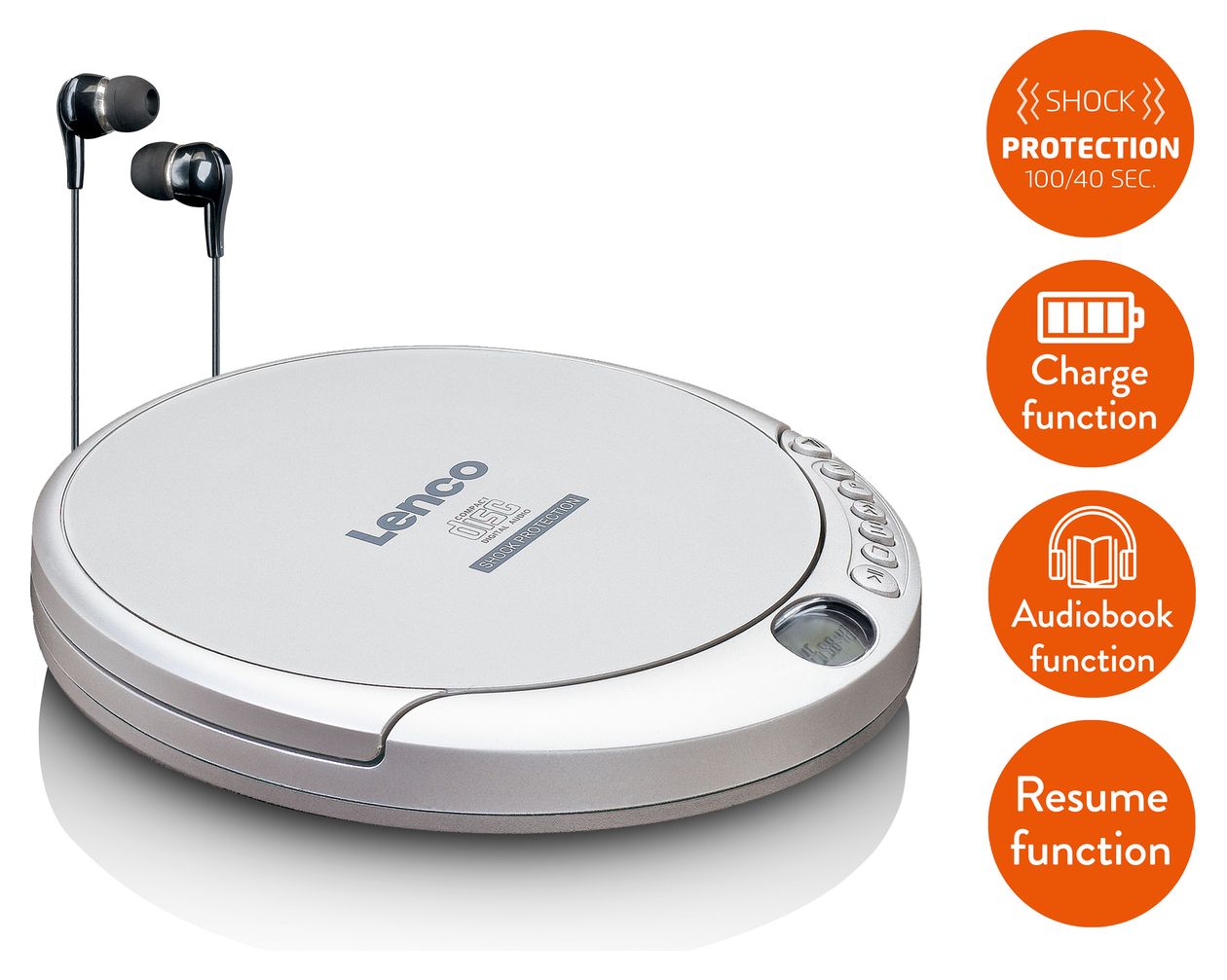 CD-201 portabler CD Payer  (Silber) 