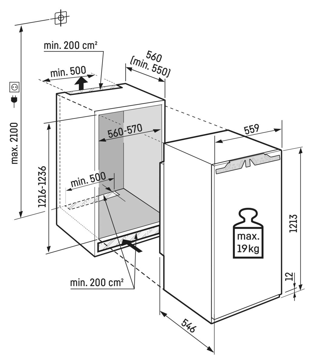 IRe4100-22 Pure 202 l 123,6 cm Einbaukühlschrank EEK: E 101 kWh Jahr 