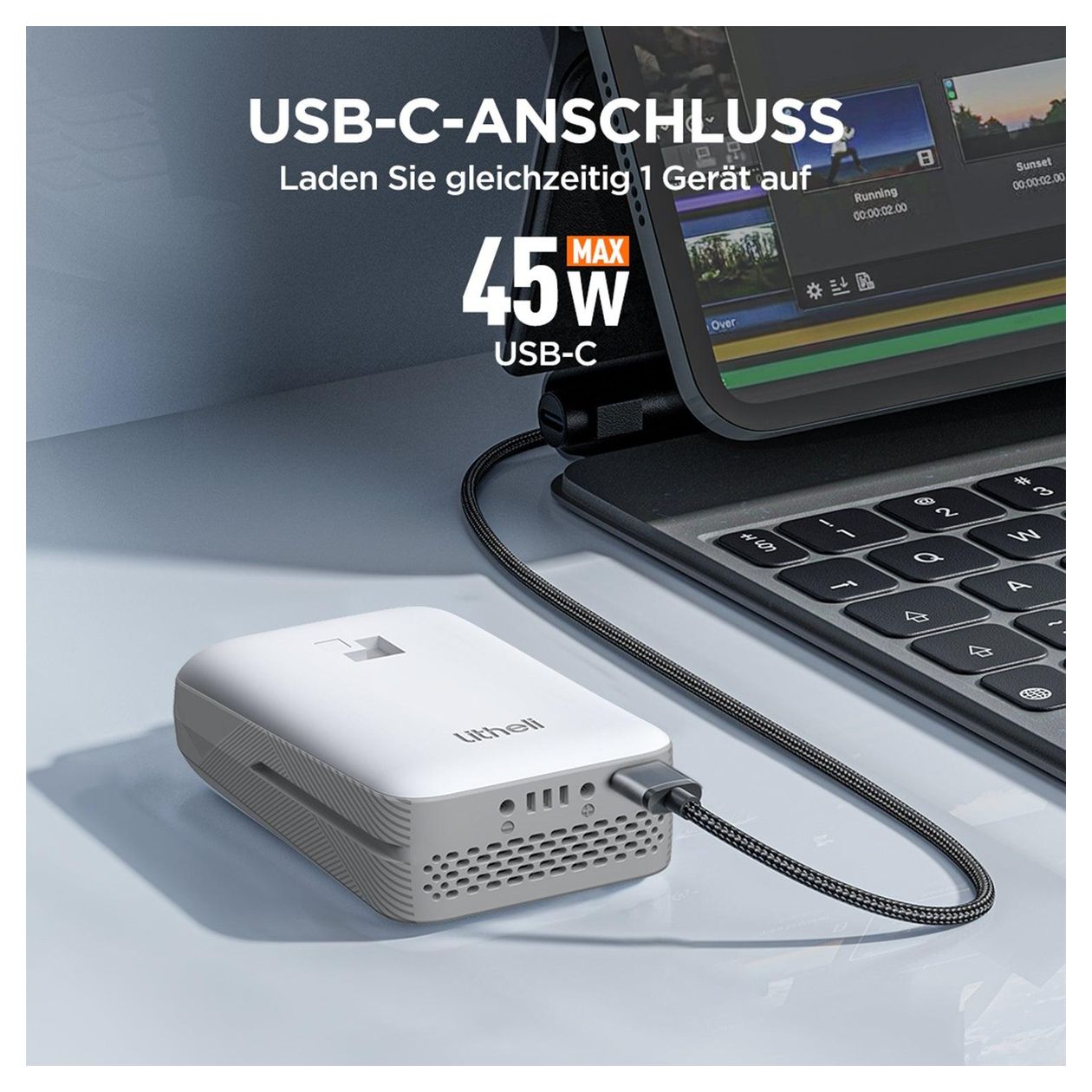 U20BY10 2-in-1 Akku 10000 mAh Powerbank USB Typ-C  (Grau/Weiß) 